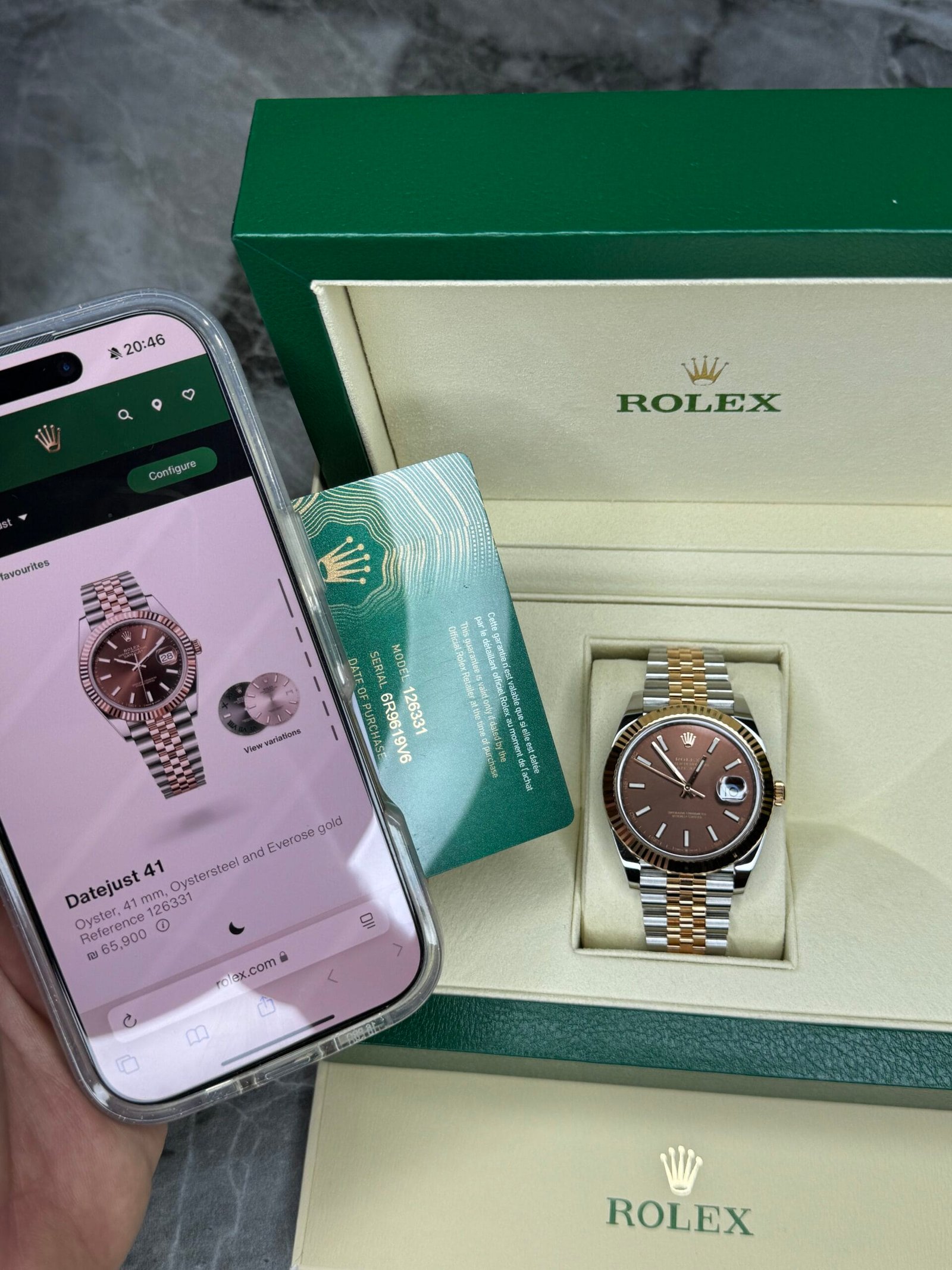 Alternative view of Datejust - Two Tone - Rose Gold - Jubilee - Chocolate – 18K Gold-plated bezel