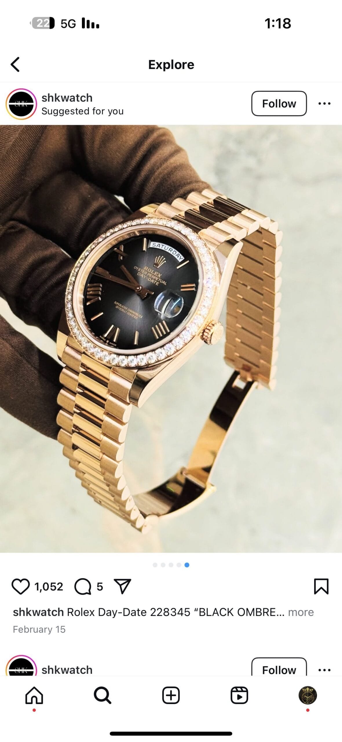 Day Date - Rose gold - Black ombré dial 40mm - Image 3